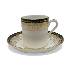 ROYAL GRAFTON Majestic Cup And Saucer Set Gold Green White England